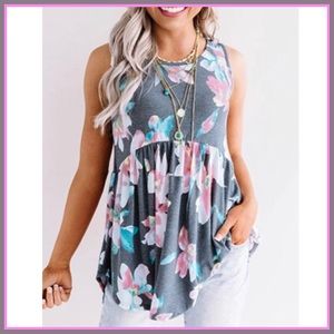 Floral sleeveless babydoll top 2/30